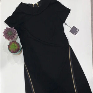 Muse Cowl Neck Shift Dress with Zipper Detail